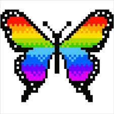 Coloriage Et Illustration D Un Papillon Arc En Ciel En Pixel Art Pour Tous Les Amoureux Des Coloriages Multicolor Pixel Art Papillon Coloriage Pixel Pixel Art