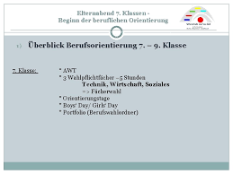 Orientierung im einmaleins zur wiederholung klasse 3/4. Elternabend 7 Klassen Beginn Der Beruflichen Orientierung Herzlich