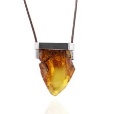 sunny amber rock silver necklace