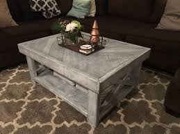 Custom Rustic Farmhouse Coffee Table Weathered Grey Stain With White Drybrush And Distressing Coffee Table Farmhouse Coffee Table Weathered Grey Stain