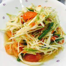 Som tam is a thai green papaya salad, som tam teases the taste buds with its sweet, spicy, salty and sour elements. Cik Wan Kitchen Somtam Mangga