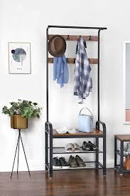 I did this diy hall tree for a themed makeover i used to do with a group of bloggers. Wooden Hallway Coat Hanging Rack With Shoe Storage