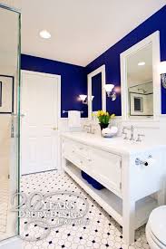 Linens can transform a space. Small Master Bath With A Big Vision By Drury Design Traditional Bathroom Designs Royal Blue Bathrooms Traditional Bathroom