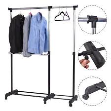 Costway Adjustable Heavy Duty Garment Rack Rolling Clothes Hanger Extendable Rail Rack Walmart Com Garment Racks Clothes Drying Racks Clothes Rail