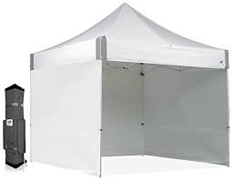 The gazebo can be set up on any hard surface like concrete or wood decking, and bravo sports quik shade 10 x 10 canopy. E Z Up Es100s Instant Commercial Canopy 10 X 10 With 3 Sidewalls 1 Mid Zip Sidewall And Wide Trax Roller Bag White Amazon Ae