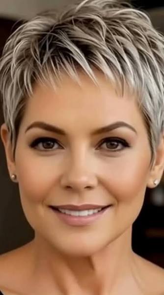 Textured Pixie Haircut Women Over 50 Soft Layers