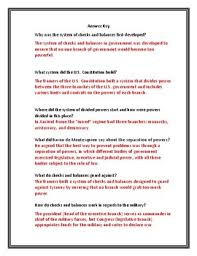 Icivics taxation worksheet answers , judicial activism and judicial restraint — the debate over judicial activism and judicial restraint is a key issue in discussions around the power of the both the legislative and executive branches can also employ checks that can limit the court's power, for example via the nomination and confirmation. Checks And Balances Separation Of Powers Webquest With Answer Key