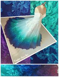 Painted Bridal Gowns In Beautiful Blue Hues Dye Wedding Dress Ombre Prom Dresses Peacock Wedding Dresses