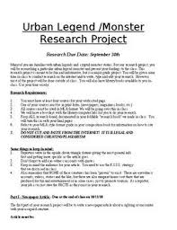 Urban Legends Research Project Urban Legends Research Projects Legend