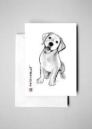 Labrador Retriever Card W Envelopeinternational Dog Sumi E Puppy Sketch Dog Art Golden Retriever Art