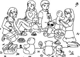 Maybe you would like to learn more about one of these? Group Of Kid And Their Teddy Bear Picnic Together Coloring Page Netart