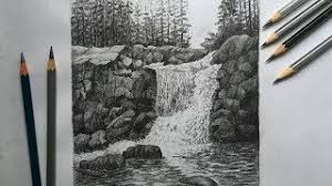 Fall drawings art drawings for kids art drawings sketches simple waterfall sketch river drawing pencil drawing inspiration landscape pencil drawings future artist nature sketch. Waterfall Drawing In Pencil Draw Shade A Waterfall In Pencil Pencil Sketch Youtube