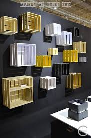 Display Boxes Crates On Wall Decor Shop Interior Design