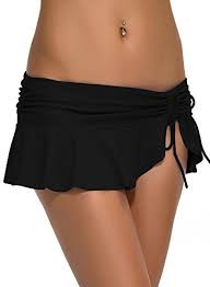 Fanshou Fanshou Women Ruched Side Tie Swim Skorts Cover Up Skirted Tankini Bikini Bottom High Waisted Bikini Bottoms Clothes For Women Side Tie Bikini Bottoms