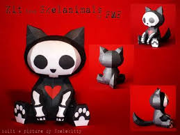 Skelanimals Papercraft Kit The Cat Paperkraft Net Free Papercraft Paper Model Papertoy Paper Crafts Paper Animals Paper Toys