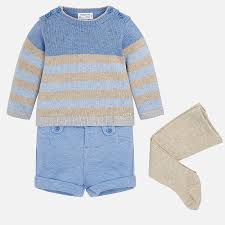 Baby Boys Blue And Grey Jumper Shorts And Tights Outfit Set By Mayoral 18 02206 024 Wonderland