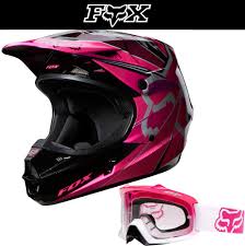 Black And White Dirt Bike Helmet Fox Racing V1 Radeon Pink Black White Dirt Bike Helmet W Hot Pink Airspc Goggle Riding Gear Dirt Bike Helmets Dirt Bike Girl