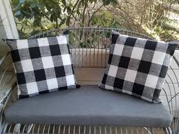 Black And White Buffalo Check Pillows Outdoor Buffalo Check Plaid Outdoor Throw Pillows Farmhouse Style Rustic Checked Fall Decor Accent Gingham Black And White Front Porch Entryway In 2020 Buffalo Check Pillows Buffalo Check Christmas Decor Porch Rocker