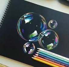 Illustration of color pencils and white blank paper on the table. 3d Bubbles Color Pencil Drawing Color Pencil Art Drawings