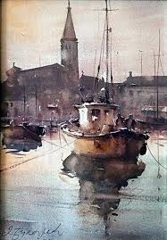 Dusan Djukaric Rovinj 28x38 Cm Watercolor Boat Watercolor Architecture Boat Art