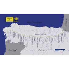 The camino finisterre, or muxia way, is the only camino that begins in santiago de compostela, travelling west nearly 100km to the atlantic coast. Stt Sport Crazy Towel Camino De Santiago Map Compact White Trekkinn