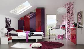Two Colour Wardrobe Purple Red Various Heights Of Doors Coomb Ceiling Slanted Roo Simple Bedroom Design Girls Bedroom Bright Luxury Bedroom Furniture