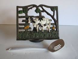 Cook Book Stand Vintage Adjustable Cast Iron Cow And Calf White Black Green Yellow Kitchen Aid Country R Rustic Farmhouse Decor Cook Book Stand Book Stands