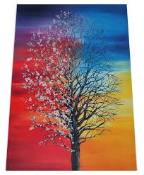 Colorful Abstract Split Seasons Tree By Coxfamilygallery On Etsy Rainbow Tree Tree Painting Nature Paintings