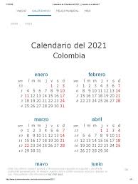 Calendario de colombia del 2021 con los días festivos. Calendario De Colombia Del 2021 Cuando En El Mundo