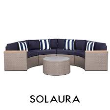 Maybe you would like to learn more about one of these? Solaura Outdoor 4 Piece Furniture Sectional Sofa Set All Weather Warm Grey Wicker With Nautical Navy Blue Cushions Sophisticated Glass Coffee Table Conversation Set Conversation Sets Patio Lawn Garden Vit Edu Au