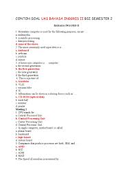 Kunci jawaban soal ulangan akhir semester 2 bahasa inggris kelas 5 sd. Contoh Soal Uas Bahasa Inggris Ii Bsi Semester 2 Cryptography Source Code