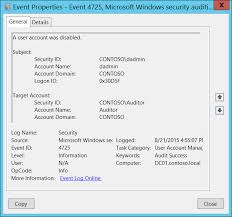 4725 S A User Account Was Disabled Windows 10 Windows Security Microsoft Docs