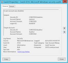 You can find all csv reports under the c:\temp folder on the computer from which you run the script. 4725 S A User Account Was Disabled Windows 10 Windows Security Microsoft Docs