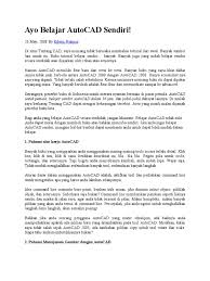 Maybe you would like to learn more about one of these? Ayo Belajar Autocad Sendiri