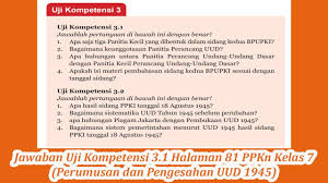 Uji kompetensi bab 7 pkn kelas 10 brainly co id. Jawaban Uji Kompetensi 3 1 Halaman 81 Ppkn Kelas 7 Perumusan Dan Pengesahan Uud 1945 Youtube