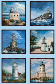 West Coast Lighthouse Fabric by Brookings Artist Len Burton