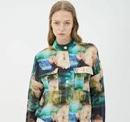 adL Button-down blouse - printed navy blue/multi-coloured ...