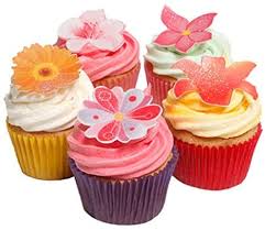 100pcs butterfly flower shape cake cupcake,glutinous edible rice paper wafer paper cake dessert toppers, toppers party cake decorations for birthday party,baby shower,wedding,mixed size & colour. 48 Mixed Summer Flowers Beautiful Edible Cake Decorations Amazon Ca Grocery