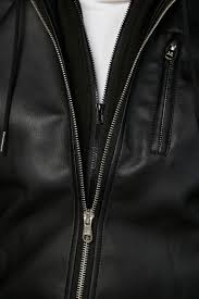 Lee Cooper Textured Biker Jacket With Long Sleeves And Hood