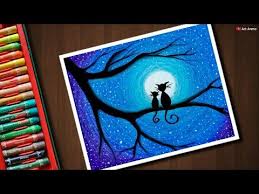 Berbagi ke twitter berbagi ke facebook bagikan ke pinterest. Easy Cat Moonlight Scenery Drawing With Oil Pastels Step By Step Youtube Oil Pastel Drawings Easy Oil Pastel Chalk Pastel Art