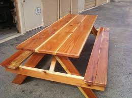 Buy products such as a & l furniture yellow pine traditional picnic table with 2 benches at walmart and save. 10 Ft Benches Attached Oversized Redwood Table With Thompson S Water Seal 850 Call Steve 760 333 24 Custom Outdoor Furniture Furniture Furniture Design