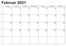 Unsere kalender sind lizenzfrei, und können direkt heruntergeladen und ausgedruckt werden. Druckbare Februar Kalender 2021 Zum Ausdrucken Coloring Calendar Calendar Design Calendar