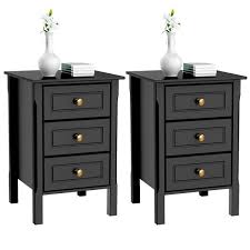 2 Set Of 3 Drawer Tall Nightstand End Table Bedside Table With Silver Handle Bedroom Furniture Walmart Com In 2020 Storage Furniture Bedroom Tall End Tables Bedroom End Tables