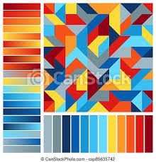 Bedroom color schemes, blue and orange, blue and sand, cold and warm hues, color combination for house, colour combination for bedroom, colour of clear sky, colour of greece, colour of ocean, colour of sand, colour of santorini, colour of sea, colour of sea sand, colour palette for a wedding, colour scheme for house, colour. Harmonious Color Palette With Geometric Composition Seamless Pattern And Blue Orange Red Yellow Grey Color Swatches Canstock