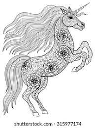 Related unicorn cat coloring pages. Hand Drawn Magic Unicorn Adult Anti Stock Illustration 315977174