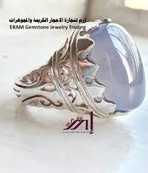 خاتم ملكي عقيق يمني ازرق سماوي رطبيعي100 agate للعرض gemstones gemstone jewelry jewelry
