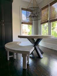 Ones featuring a wood finish. Curved Dining Table Benches Custom Round Table Atlanta Modern Farmhouse Furniture Rustic Trades Furniture Blog