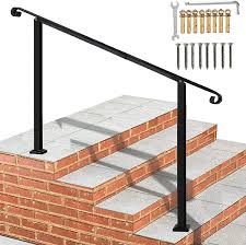Fast shipping · deals of the day · shop our huge selection Buy Metty Metal Outdoor Stair Railing Black Handrails For Outdoor Steps 4 Step Handrail Fits 1 To 4 Steps Mattle Wrought Iron Handrail Hand Rails For Outdoor Steps Black Online In Poland B08zsxnr4n