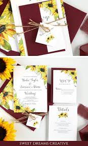 Rustic Sunflower And Burgundy Becka Wedding Invitation Suite Sweet Dreams Creative In 2020 Rustic Sunflower Wedding Sunflower Themed Wedding Sunflower Wedding