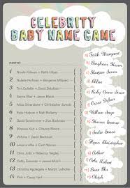 Celebrity Baby Name Shower Game Free Baby Shower Games Baby Name Game Free Printable Baby Shower Games